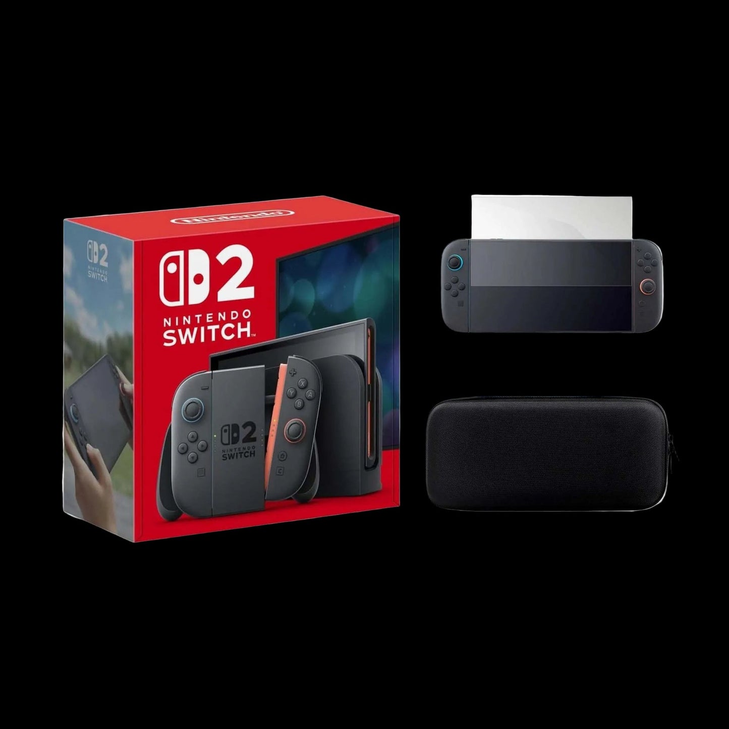 Nintendo Switch 2 bundle + carrying case + unbreakable screen protector